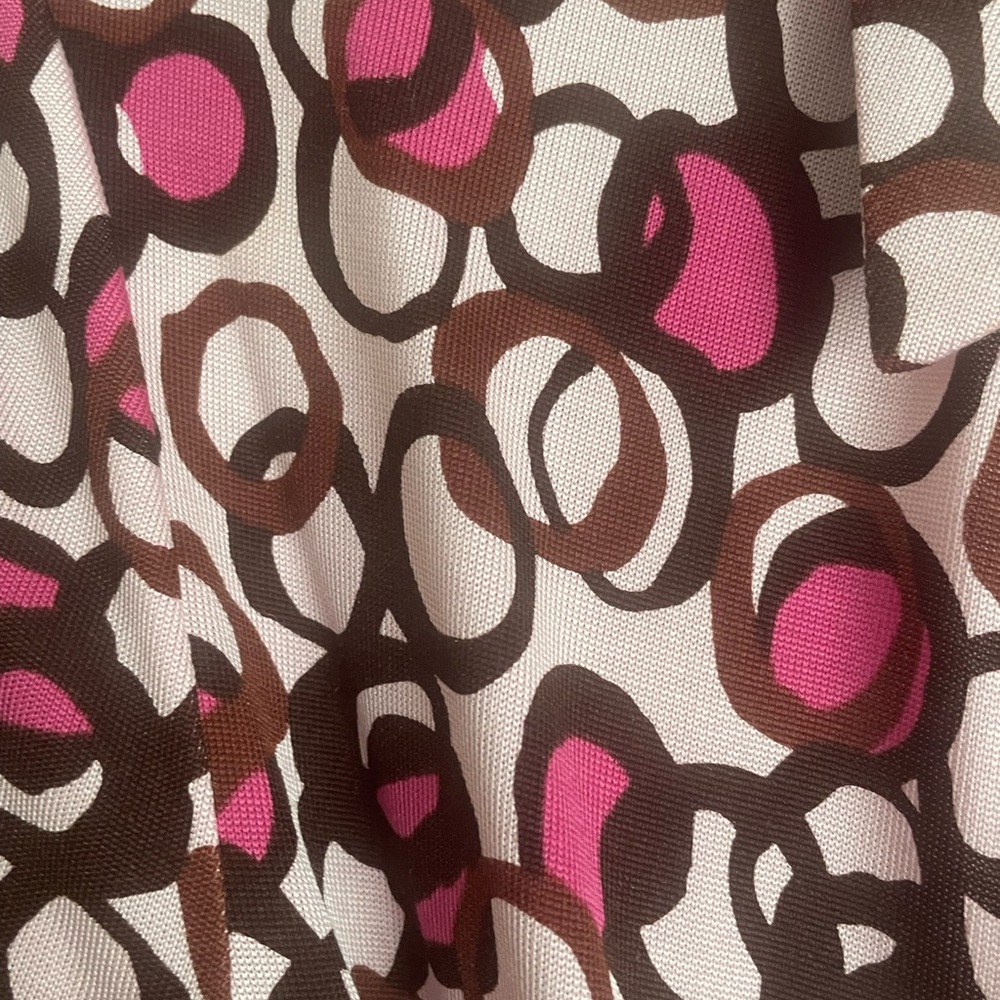 Diane Von Furstenberg Justin Silk Jersey Wrap Dress in Pink & Brown Circles - Picture 9 of 12
